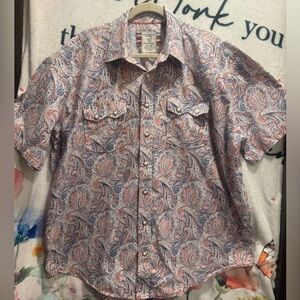 Panhandle Men's Rough Stock Paisley Short Sleeve Snap Western Shirt Size XL